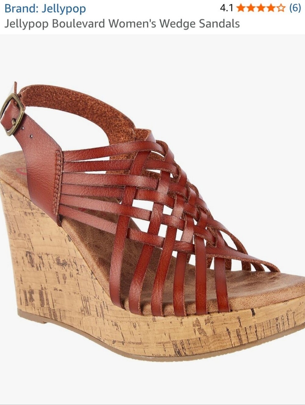 NEW without Tag Jellypop Boulevard Sz 7.5  Wedge Sandal 4 Inch Heel.